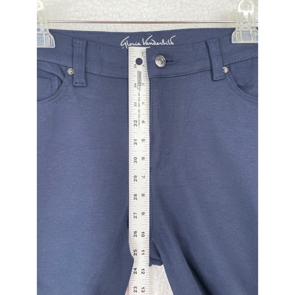 Gloria Vanderbilt Amanda Navy Blue Slimming Straight Leg Pants Womens 8 Studded - Picture 10 of 14